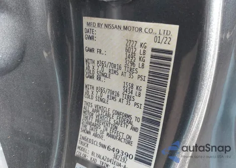 2022 Nissan Frontier King Cab S 4X2 z USA, uszkodzony, nr VIN 1N6ED1CL9NN649390